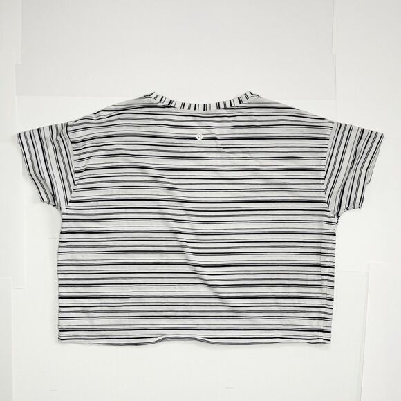 Lululemon Cates Women's T-shirt Black and White Stripe - Picture 3 of 4